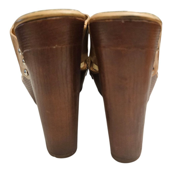 Vince Camuto Tan Leather Platform Heel Mules Size 9 - Picture 11 of 14